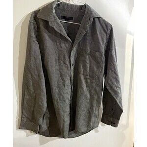 H&H Men's M Gray Solid Woven Long Sleeve Point Collar Button-Up Shirt